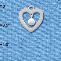 C2749+ - Open heart with Pearl Drop - Silver Charm